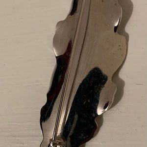 Silver tone leaf pin